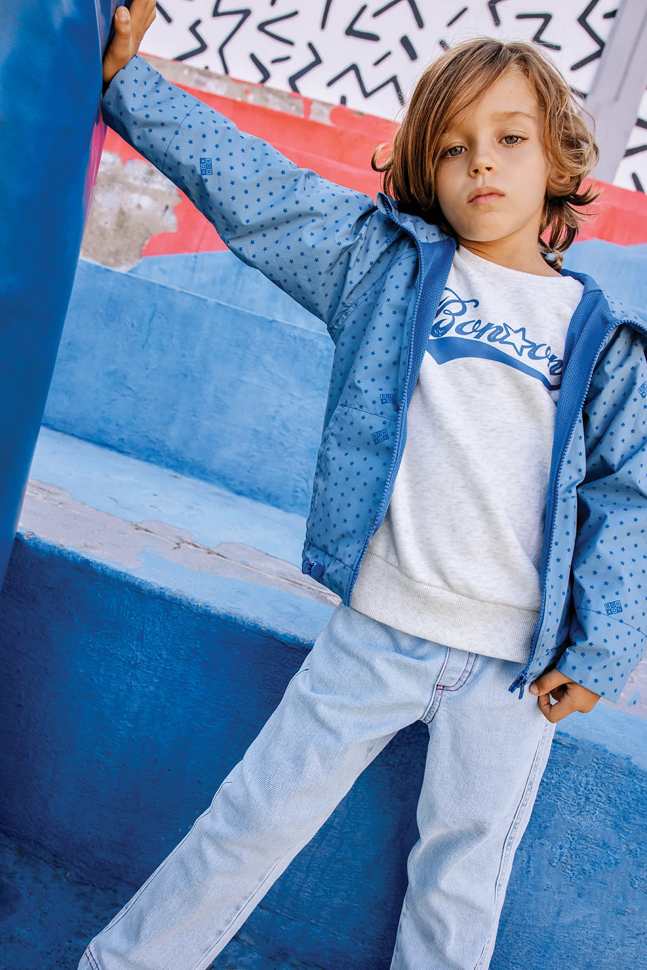 Sweat - Smile Bonton Gris Chine