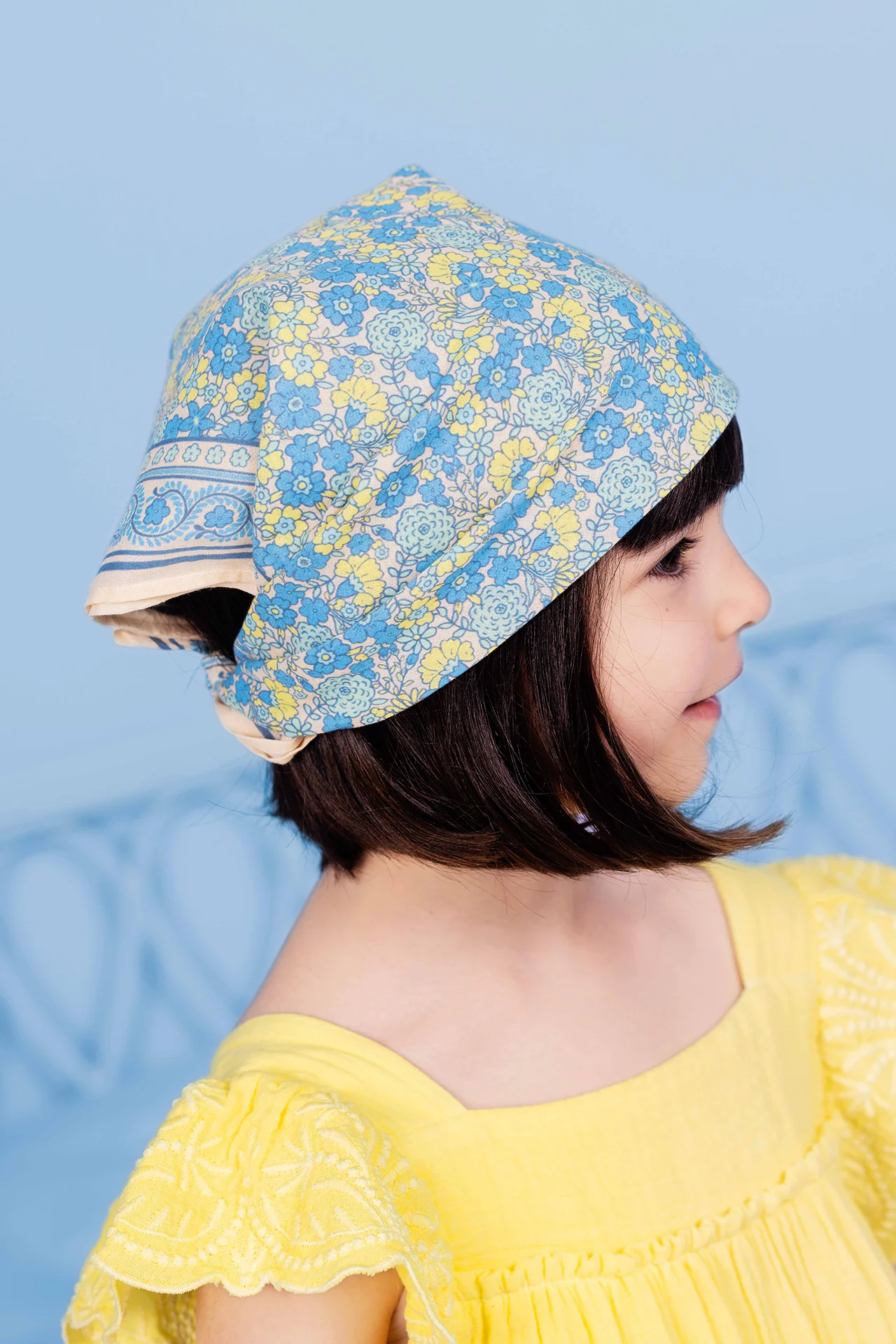 Foulard - Fleur Vintage Bleu