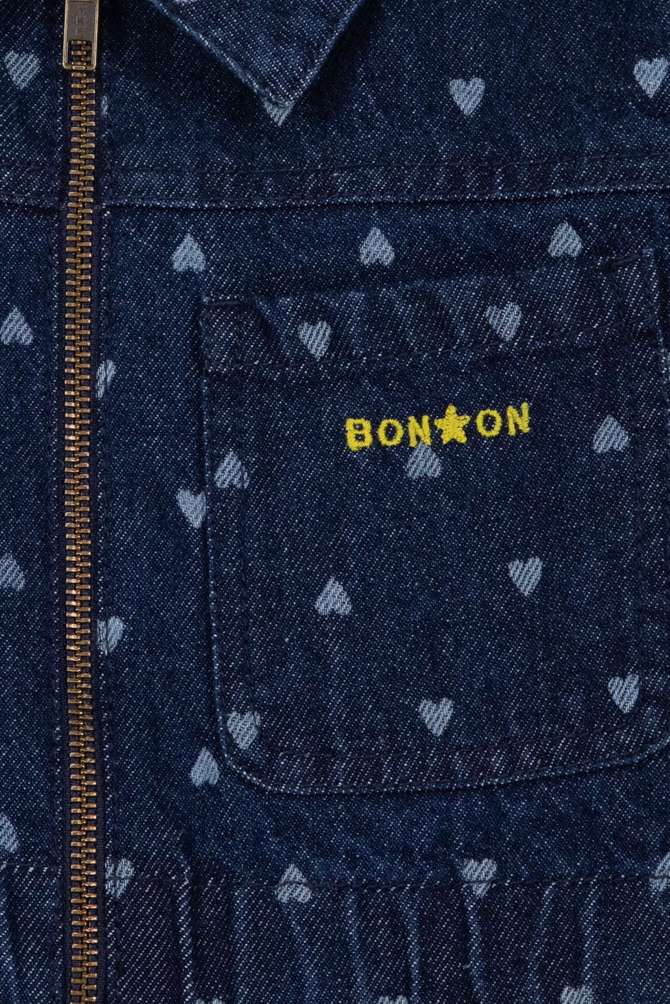 Combinaison - Pompom Denim Cœur Coton - Image 5