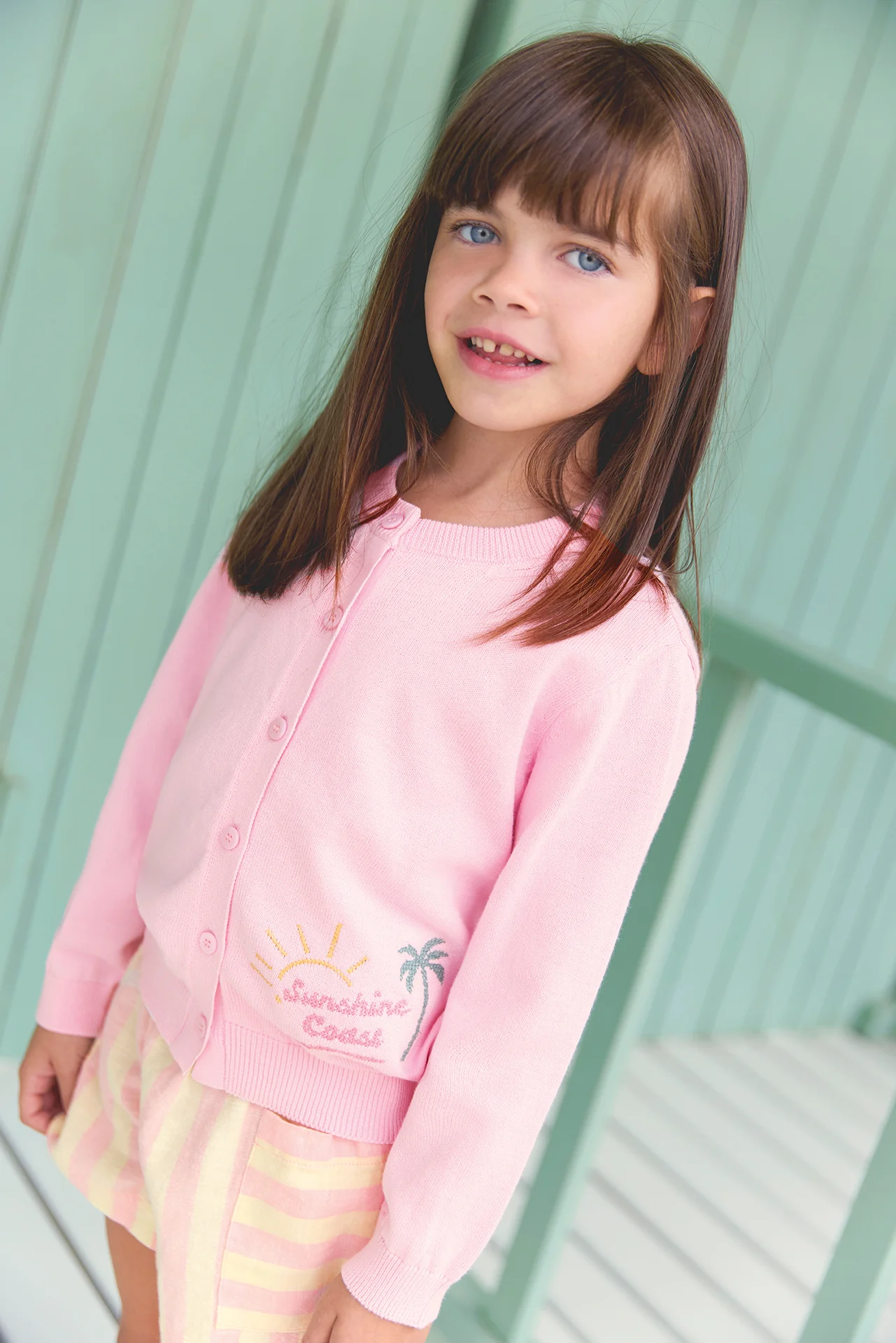 Cardigan - Lola rose bule illustration "Sunshine Coast"